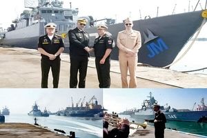 مناورات بحریة إیرانیة روسیة فی بحر عُمان والمحیط الهندی، فی إطار مناورة رادعة
